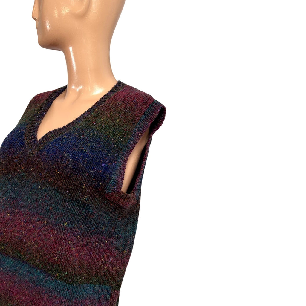 VTG 90s LAbeille XS Blue Purple Sweater Vest Preppy Grandpa Dark Academia Retro