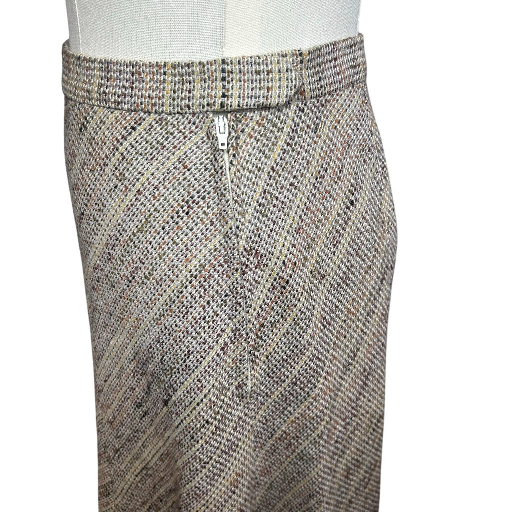 VTG 60s Bespoke S Wool Midi Skirt Retro Mod Dark Academia Twee Preppy Minimalist