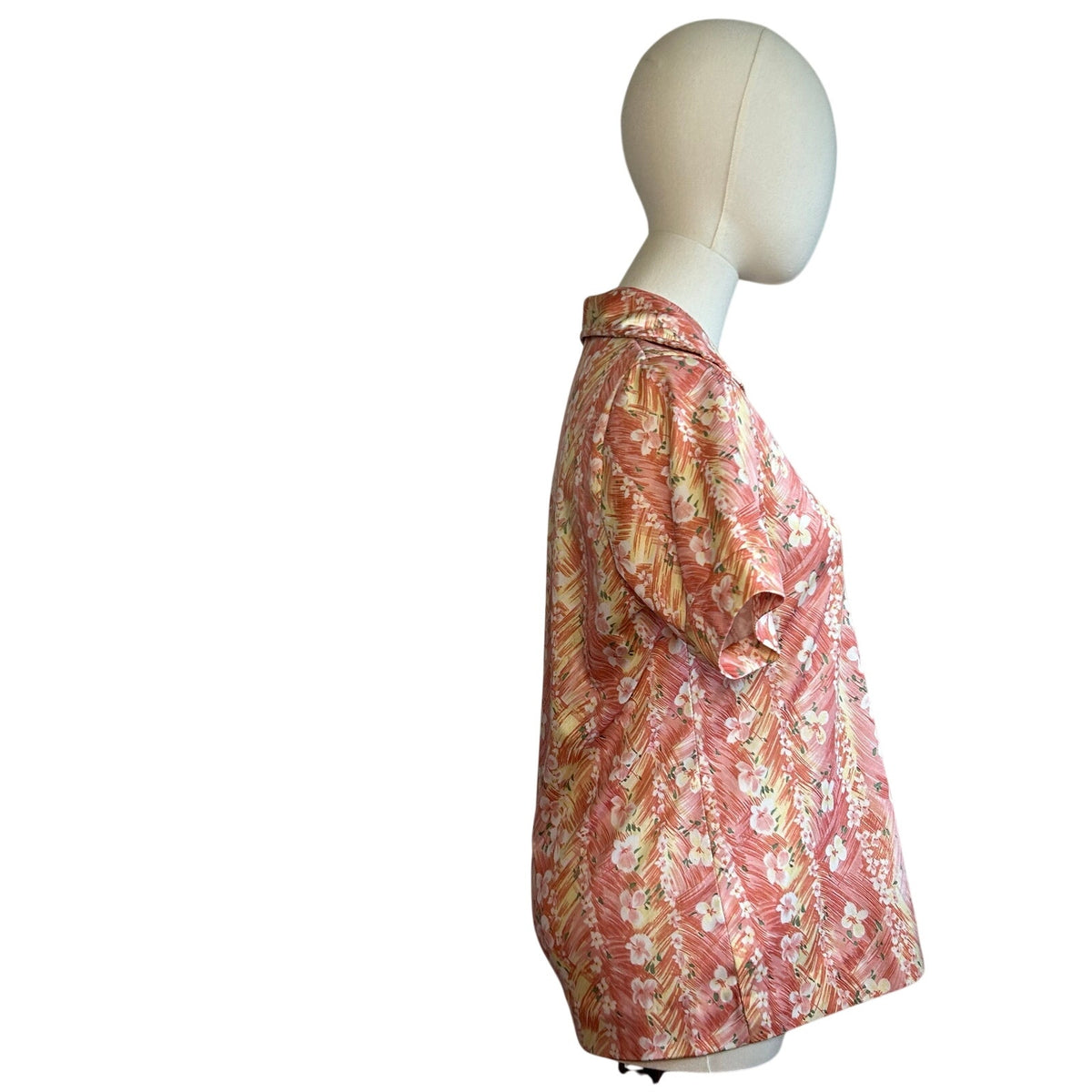 VTG 70s Sodi S Peach Floral Miami Florida Top Boho Retro Casual Indie Cottage