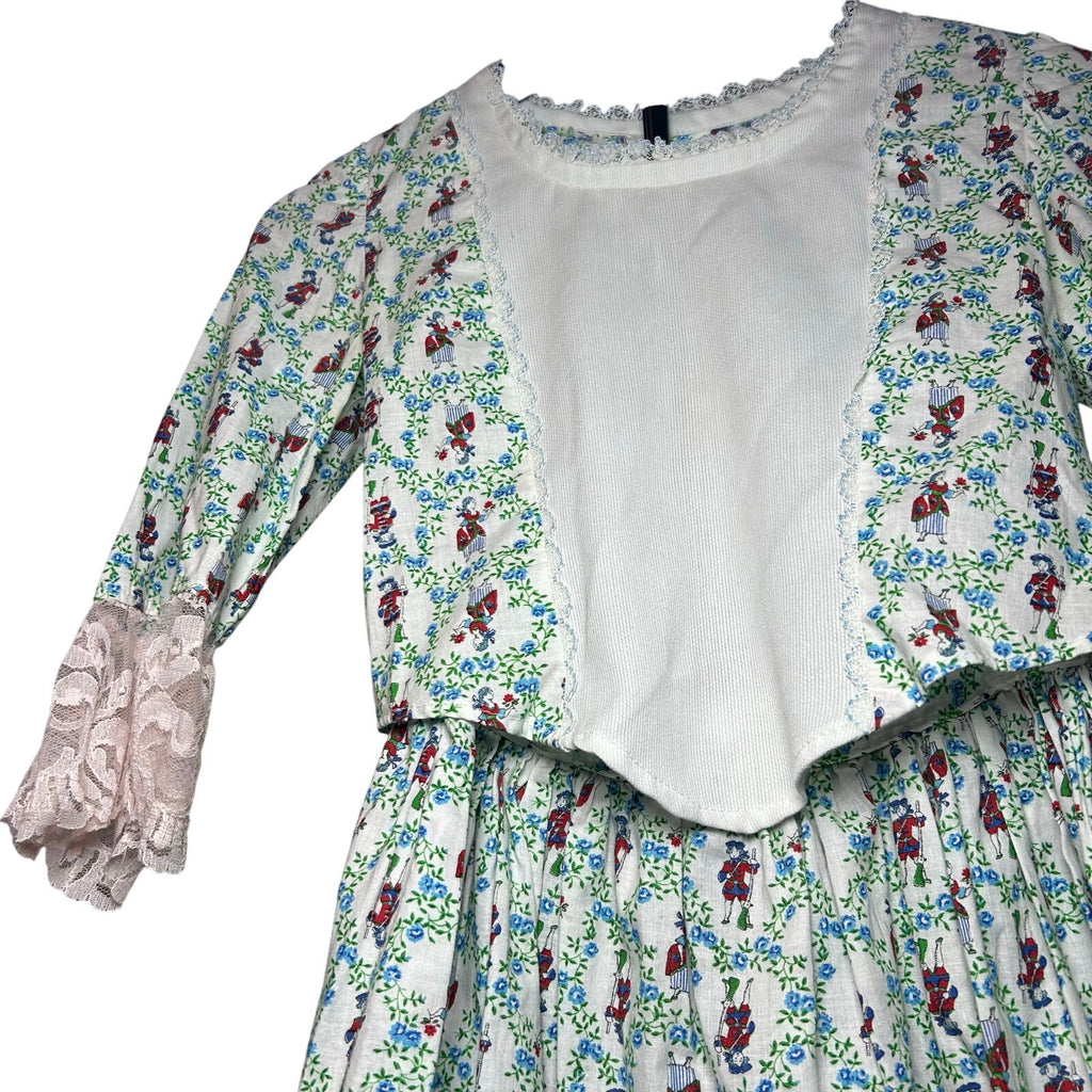 70s Bicentennial Prairie Two Piece Set Floral Colonial Print XS Small