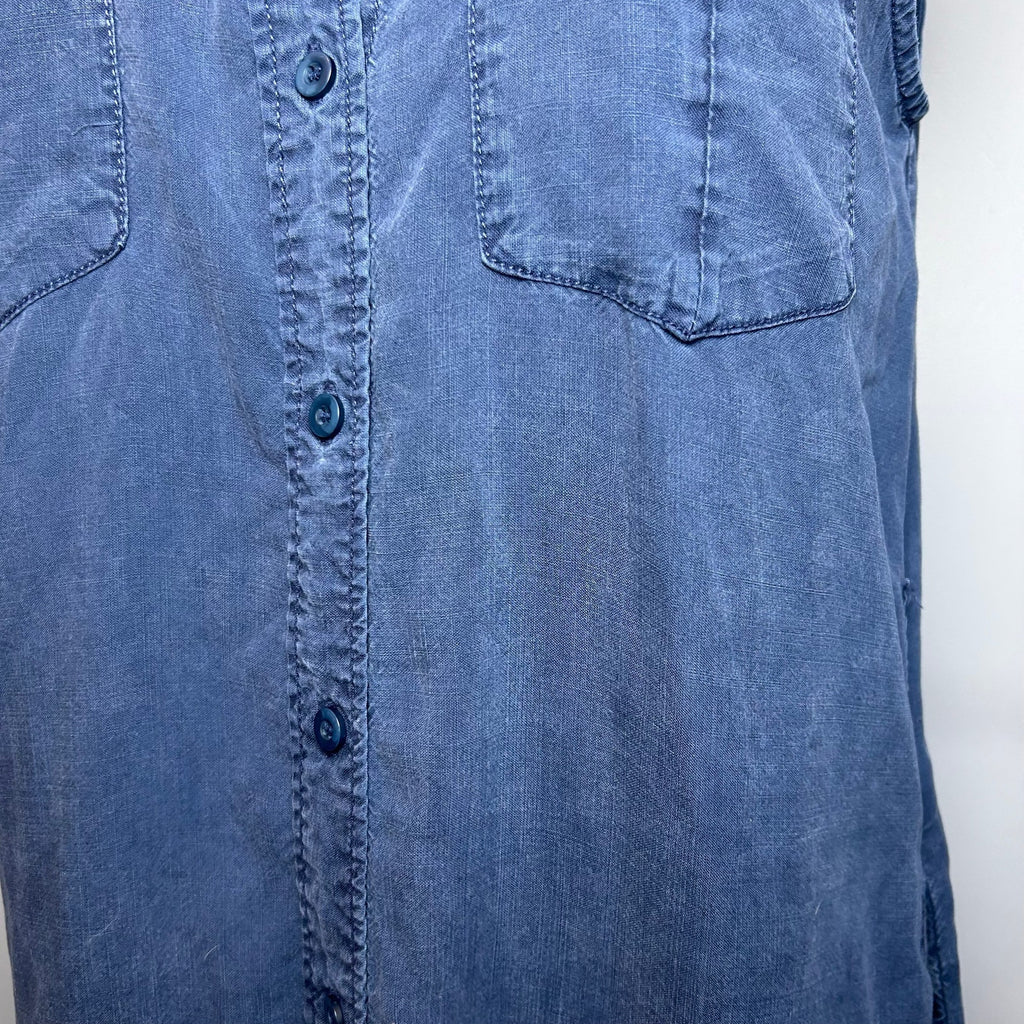 Velvet Heart Tencel Button-Front Utility Shirt Dress Small Casual Boho Preppy