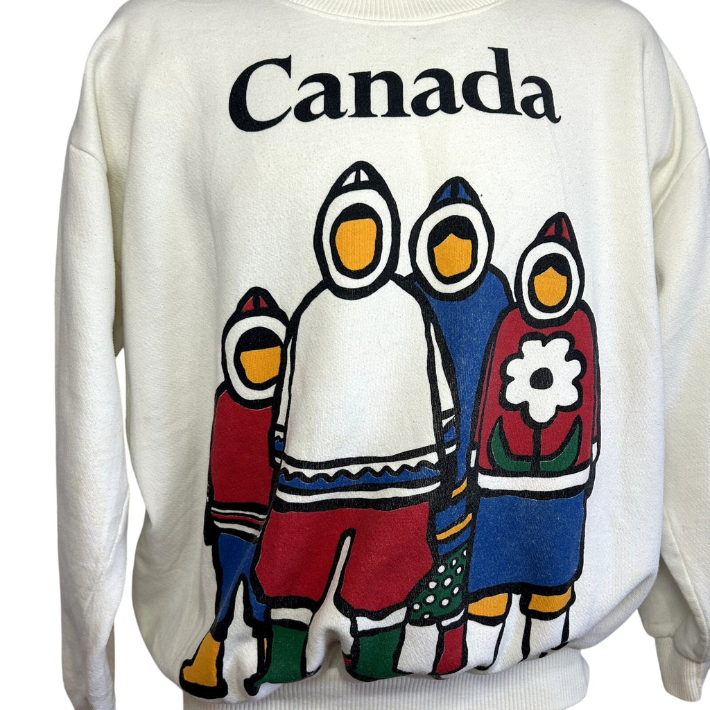 TUKTU One Size White Canadian Indigenous Art Graphic Sweatshirt Crewneck Fleece