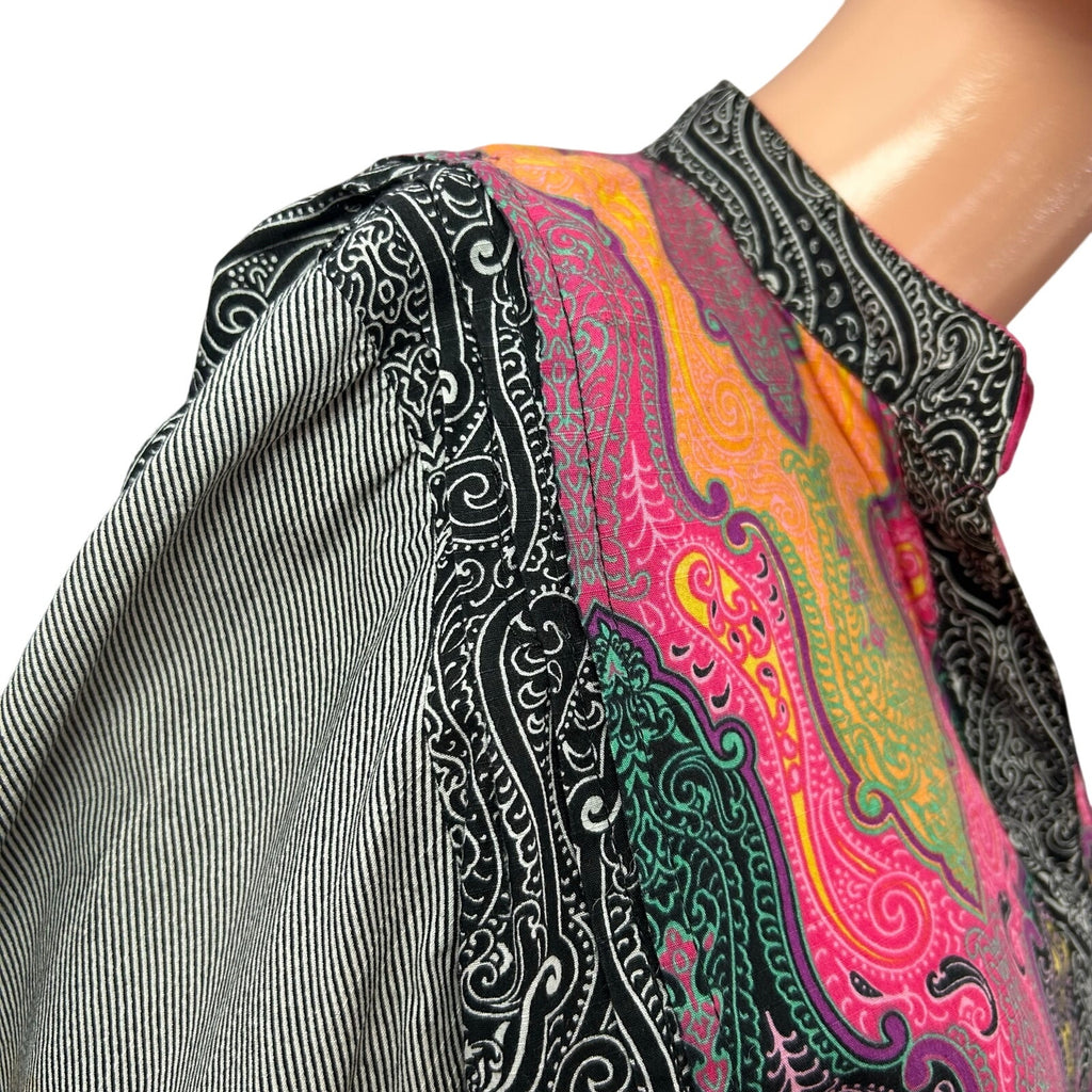 Artisan India L Multicolor Maxi Dress Paisley Silk Patchwork Maximalist Dopamine