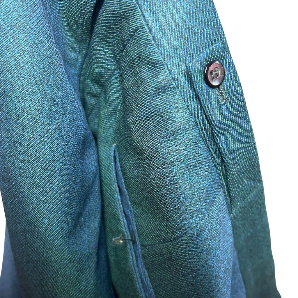VTG 60s Ne Plus Ultra Iridescent Teal Sharkskin Mod Trousers Side Tab 38x29