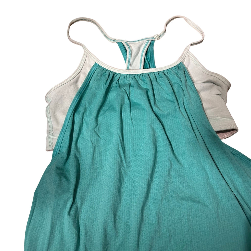 Lululemon No Limit Tank Teal Mint Green Size 4 Built In Bra 2-in-1 Clean Girl
