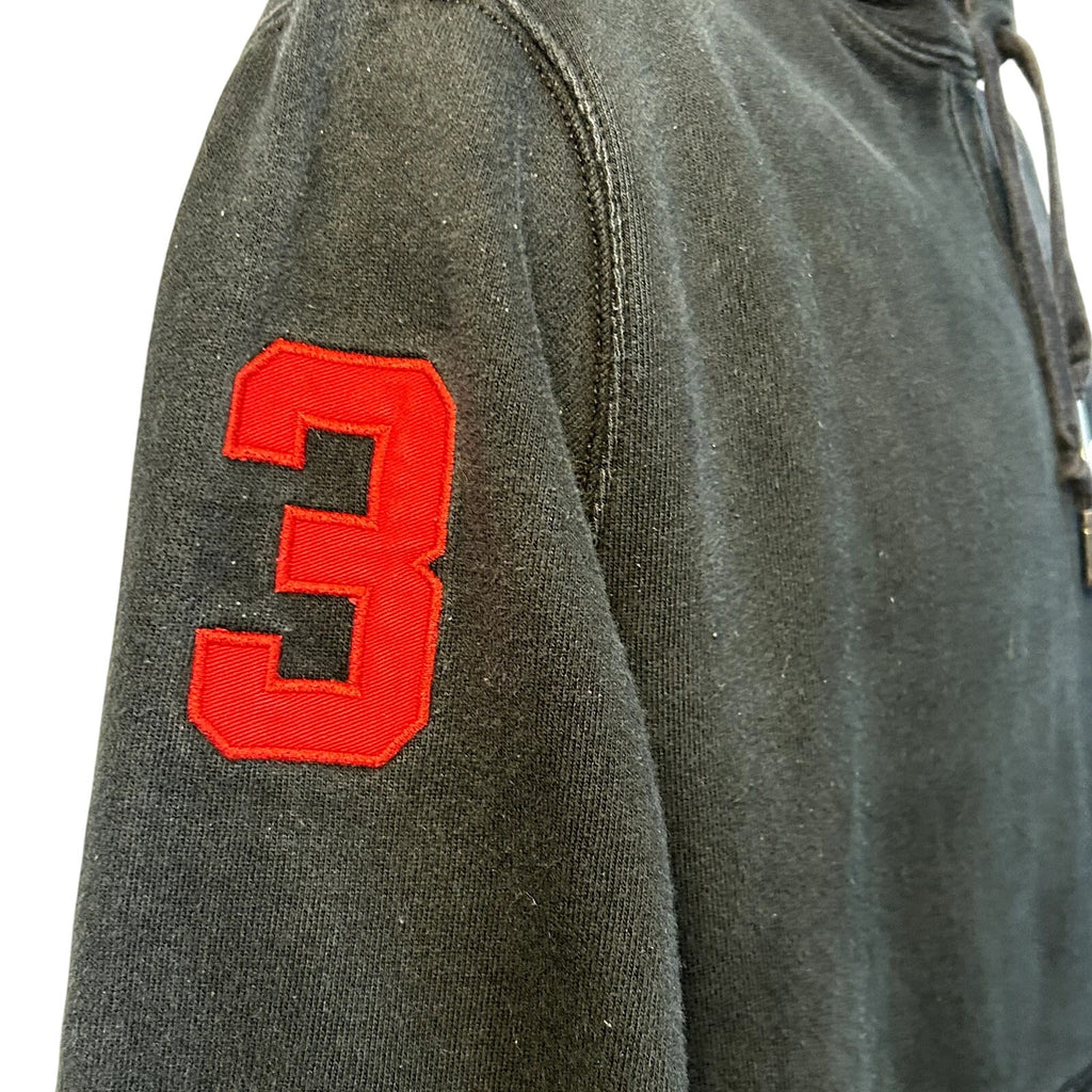 Polo Ralph Lauren L Black Waffle Lined Fleece Team Captain Pullover Hoodie Pony