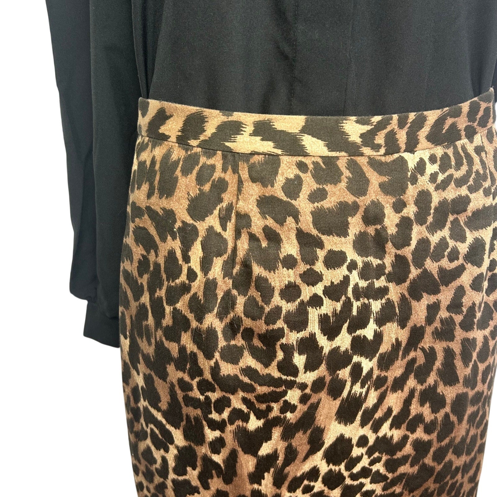 Michael Kors Animal Print Cotton Midi Pencil Skirt 8 Mob Wife Office Siren Chic