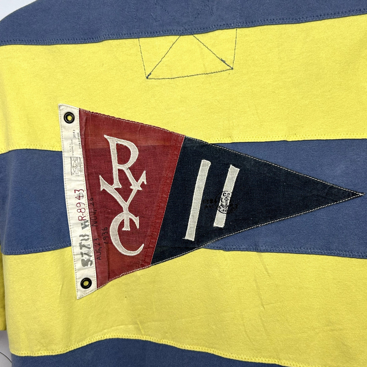 VTG 90s Polo Ralph Lauren XL Yellow Blue Striped RLPC Sailing Club Polo Shirt