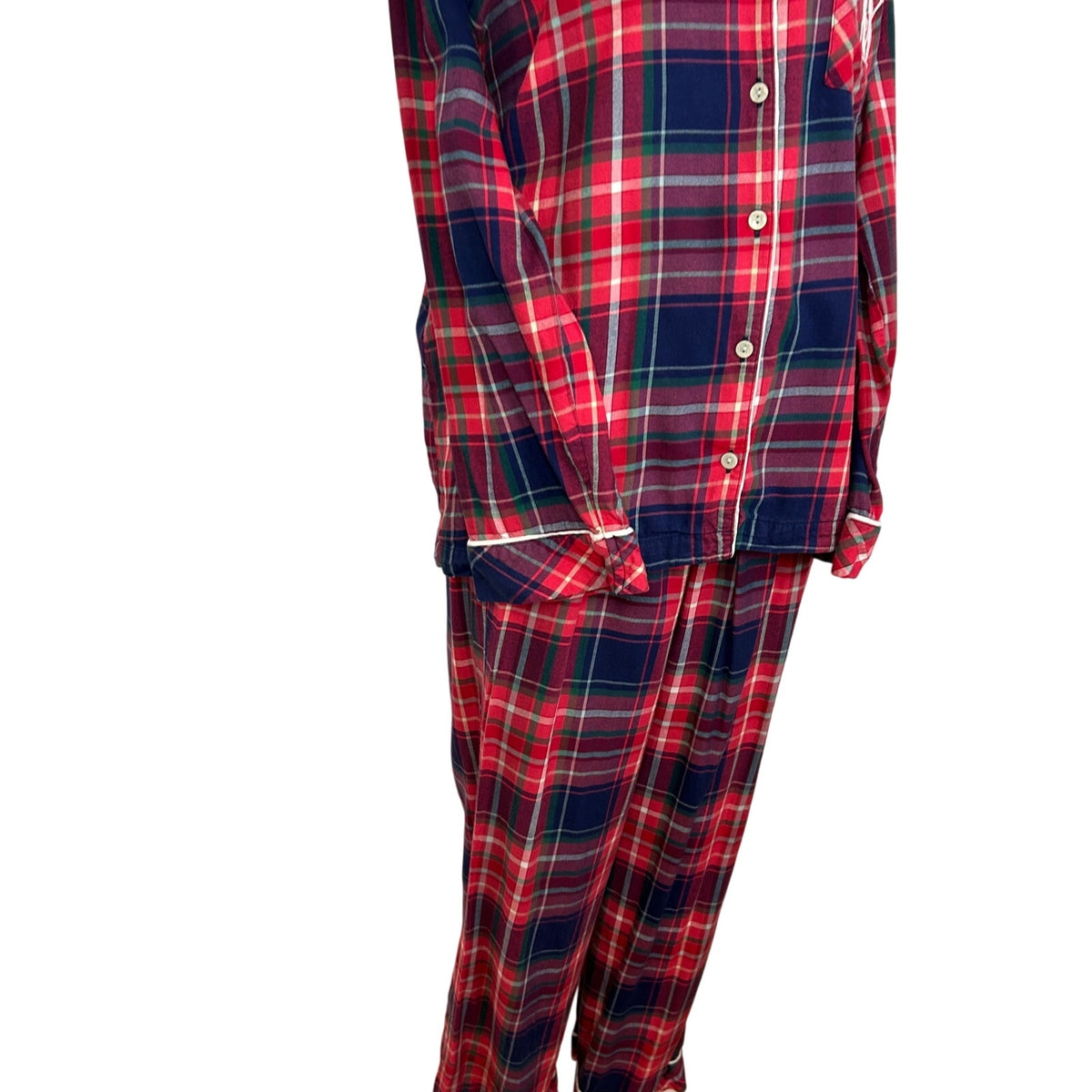 Victoria's Secret Plaid Flannel Pajama Set Red Tartan M Lounge Y2K Holiday