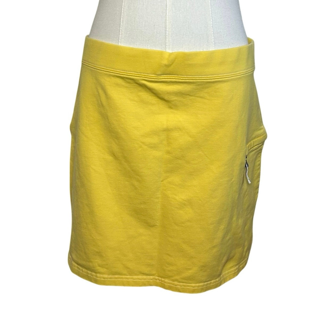VTG Y2K Ann Taylor LOFT Knit Yellow M Mini Skirt Preppy Retro Casual Tennis