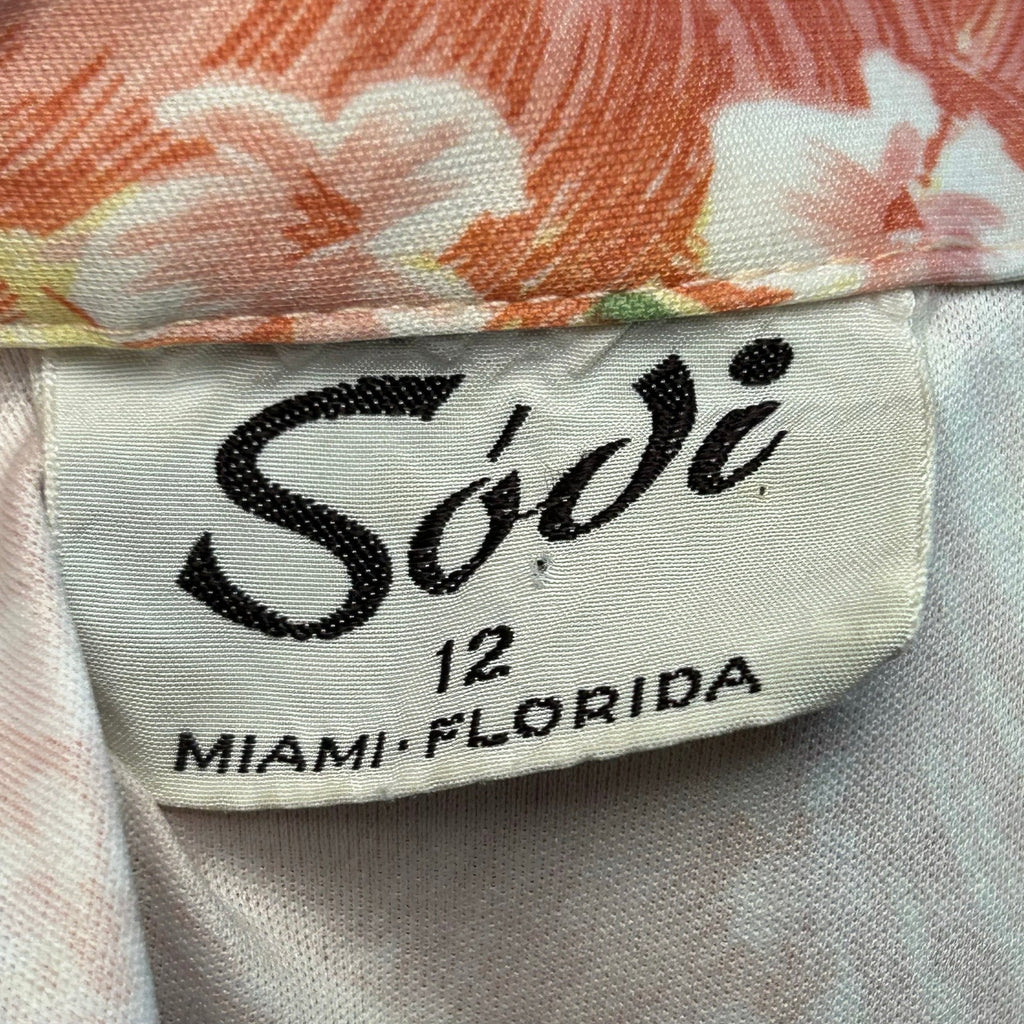 VTG 70s Sodi S Peach Floral Miami Florida Top Boho Retro Casual Indie Cottage