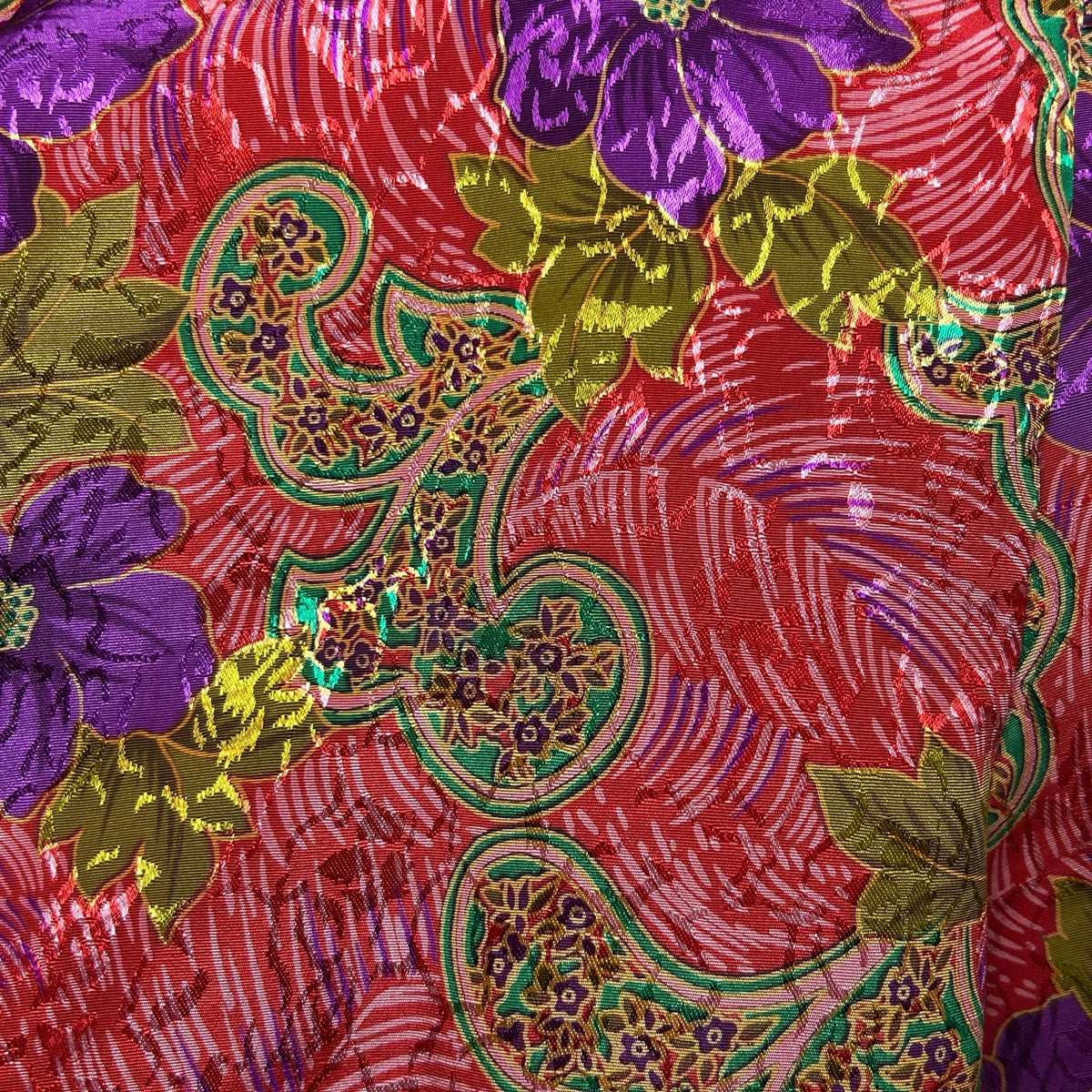 VTG CH Cheminee Tunic Top Purple Red Floral Size 16 80s Maximalist Glam Boho