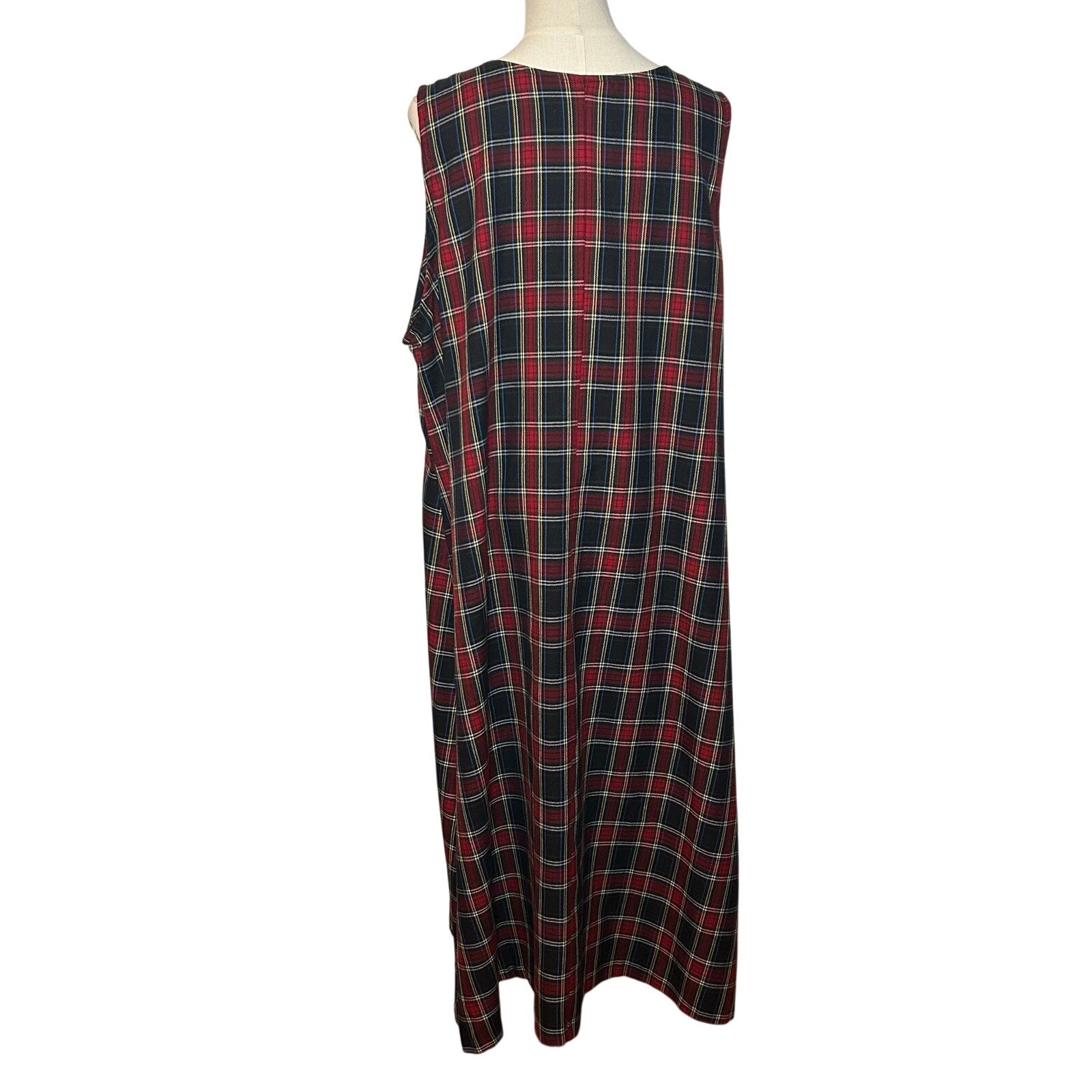 Willow Ridge Red Green Plaid Sleeveless Tartan Dress PXL Grunge Dark Academia