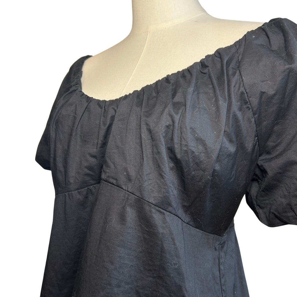 Old Navy Black L Empire Waist Puff Sleeve Top Boho Peasant Cottage Minimalist