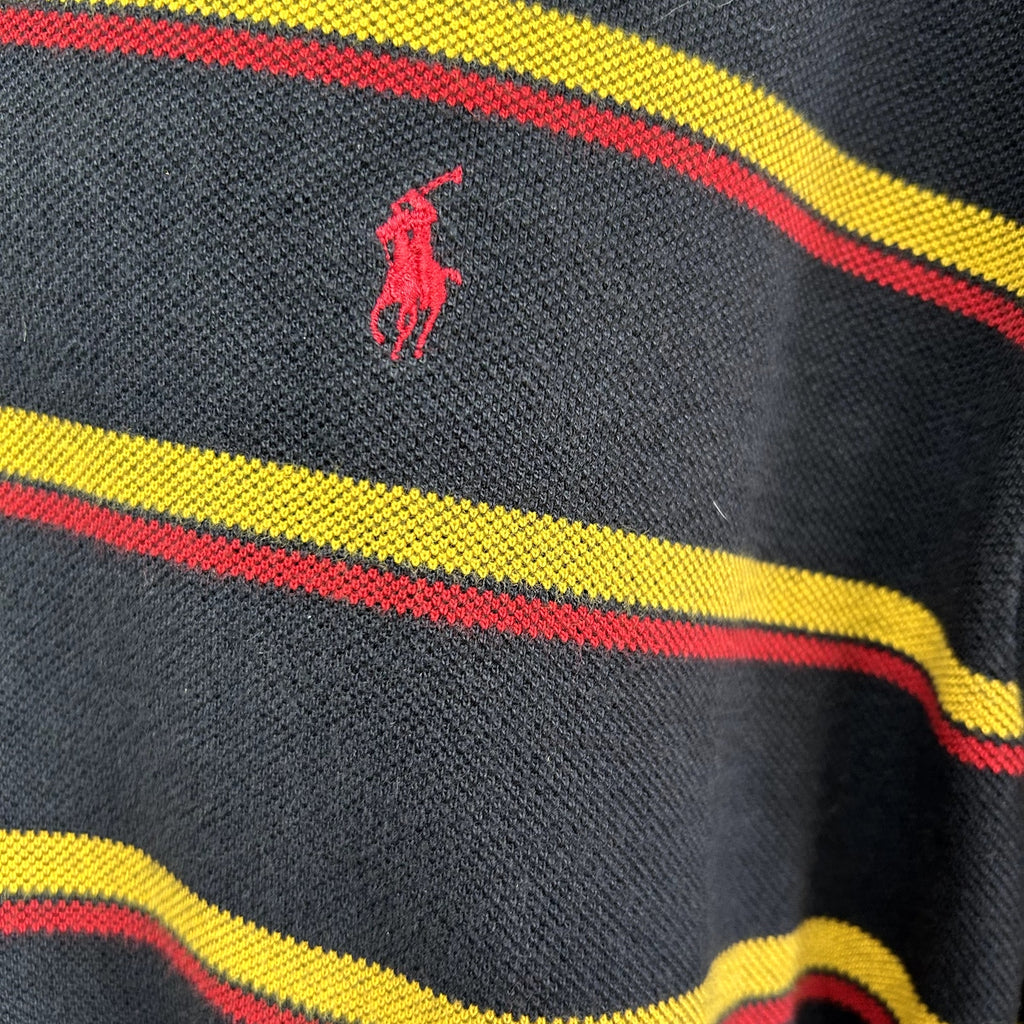 VTG 90s Polo Ralph Lauren XL Navy Blue Striped Long Sleeve Polo Shirt Preppy