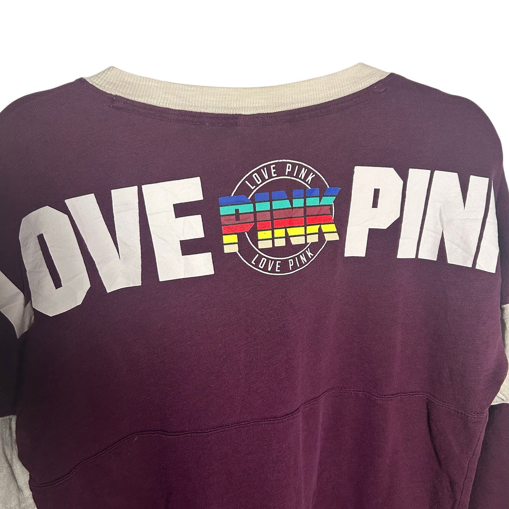 PINK Victoria's Secret Maroon Rainbow Spirit Jersey XS Oversized Loungewear