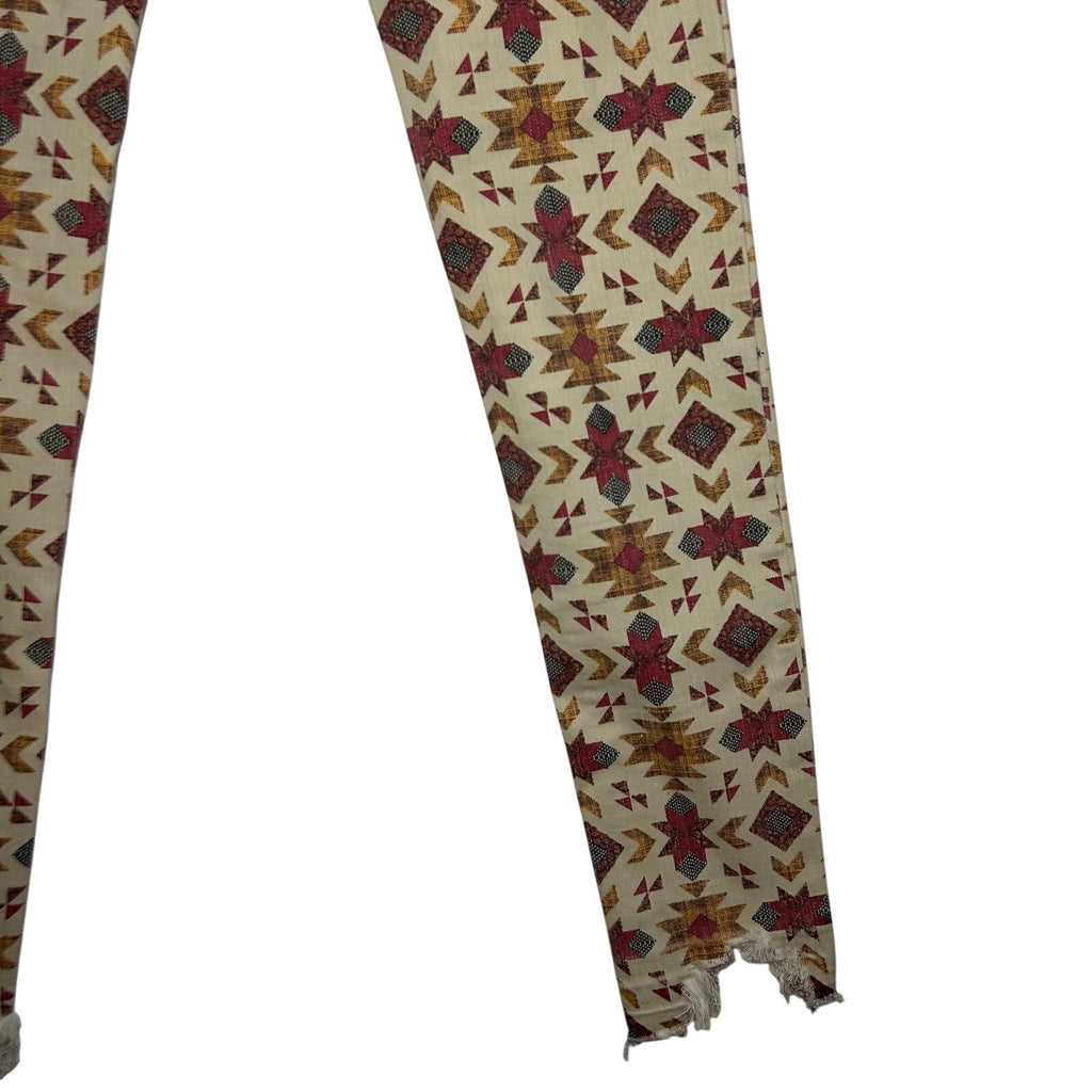 We The Free Southwestern Denim Skinny Jeans 24 Raw Hem Western Whimsigoth Indie