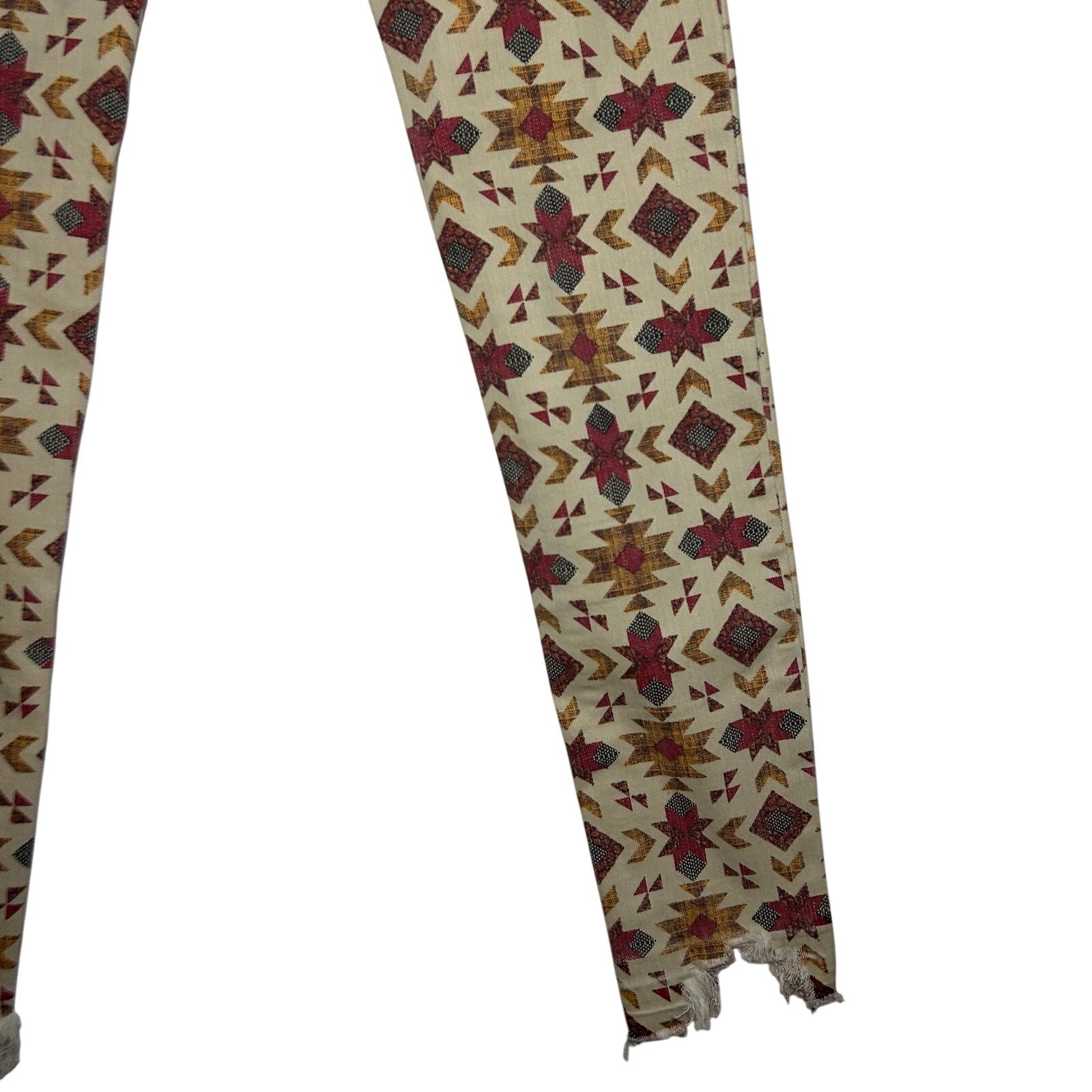 We The Free Southwestern Denim Skinny Jeans 24 Raw Hem Western Whimsigoth Indie