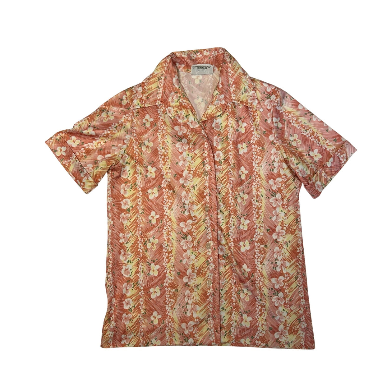 VTG 70s Sodi S Peach Floral Miami Florida Top Boho Retro Casual Indie Cottage