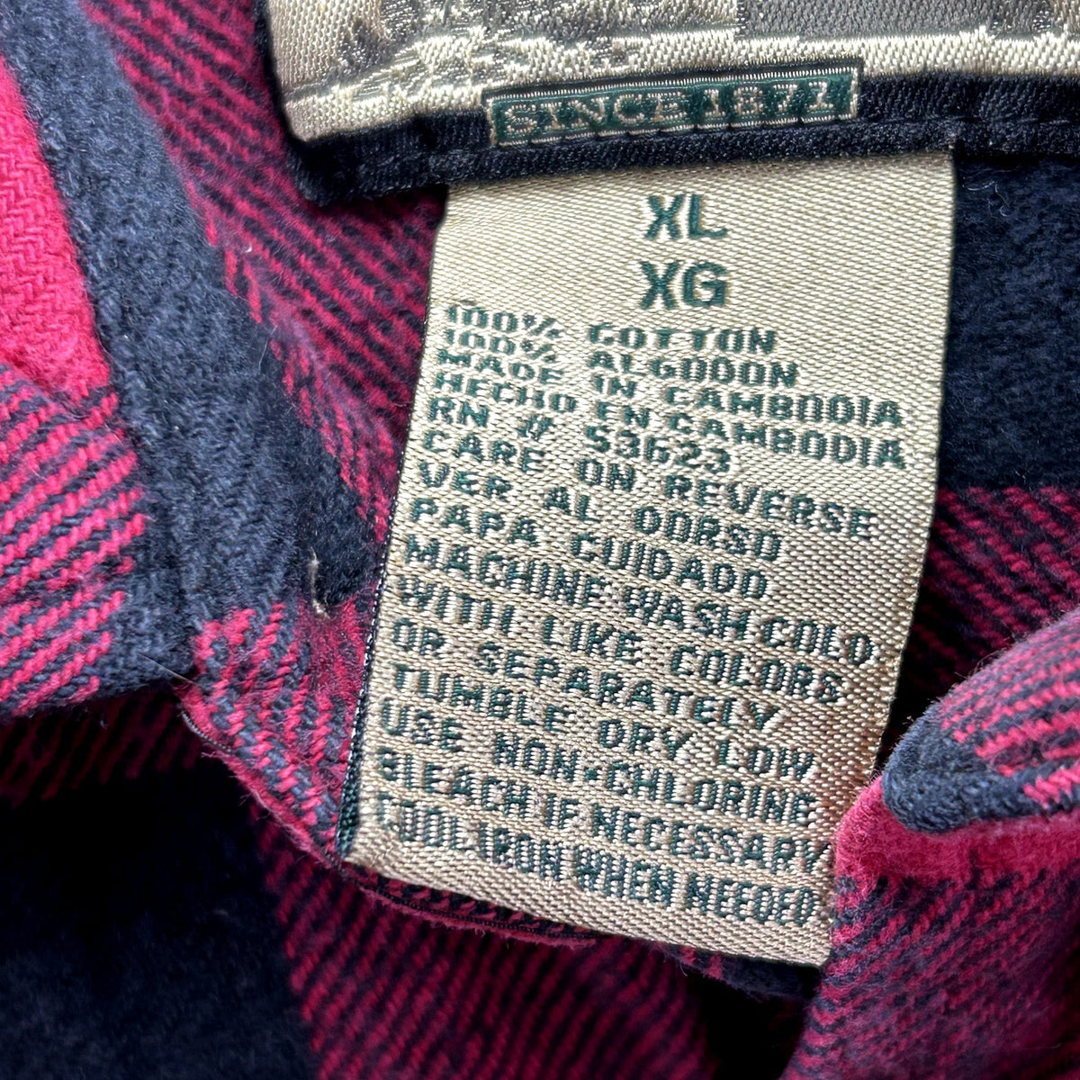 Field & Stream XL Red Buffalo Plaid Heavy Cotton Flannel Grunge Gorpcore Shirt