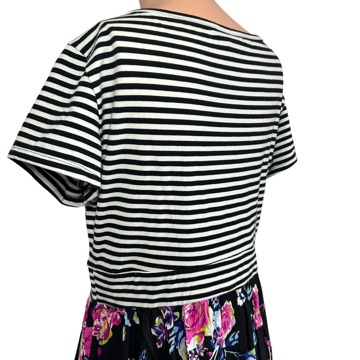 Torrid Plus 0 Black Spring Striped Floral Midi Dress Pockets Casual Teacher Work
