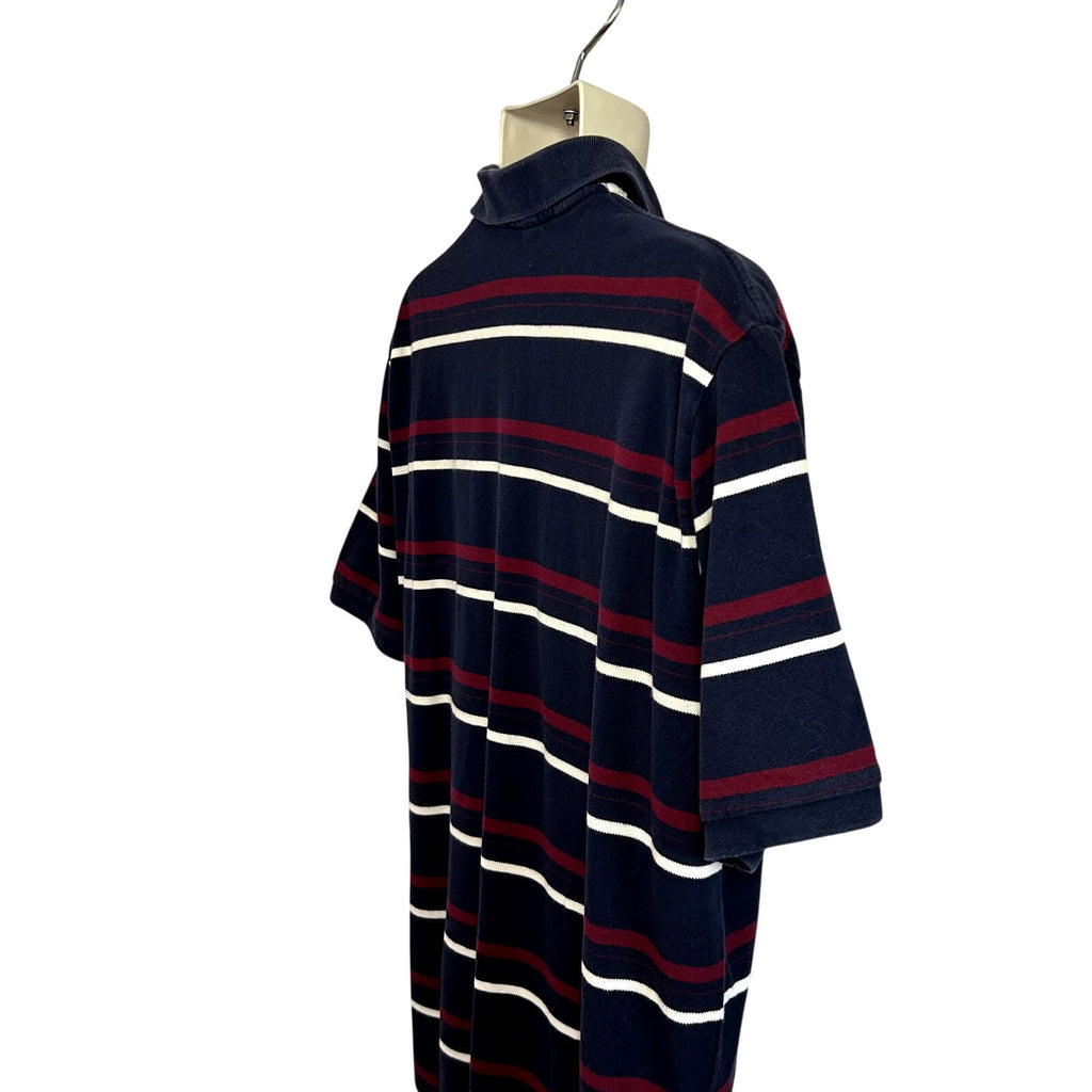 Polo Golf Ralph Lauren XL Navy Burgundy Striped Polo Shirt Embroidered Pony
