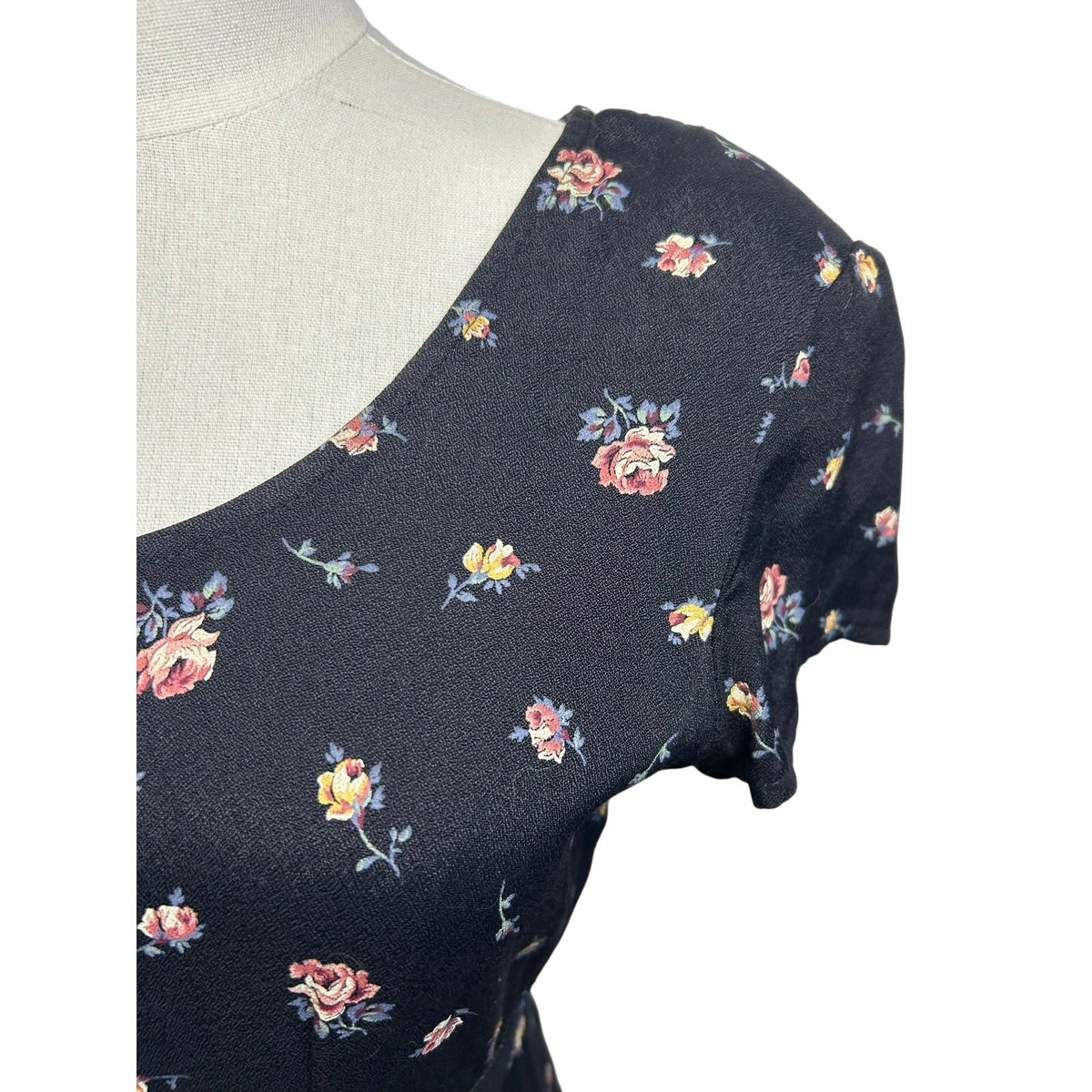 VTG 90s Decked Out Floral Belted Maxi Grunge Whimsigoth Medium Y2K Retro Boho