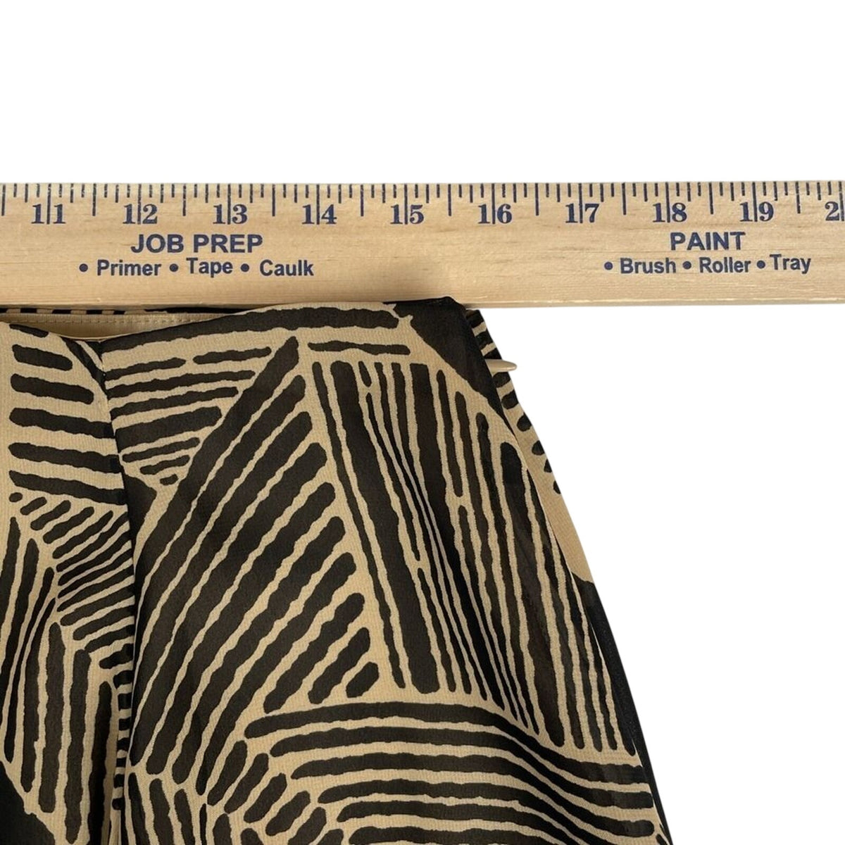 Lauren Ralph Lauren Geometric Print Georgette Skirt Size 10 Black Tan Abstract
