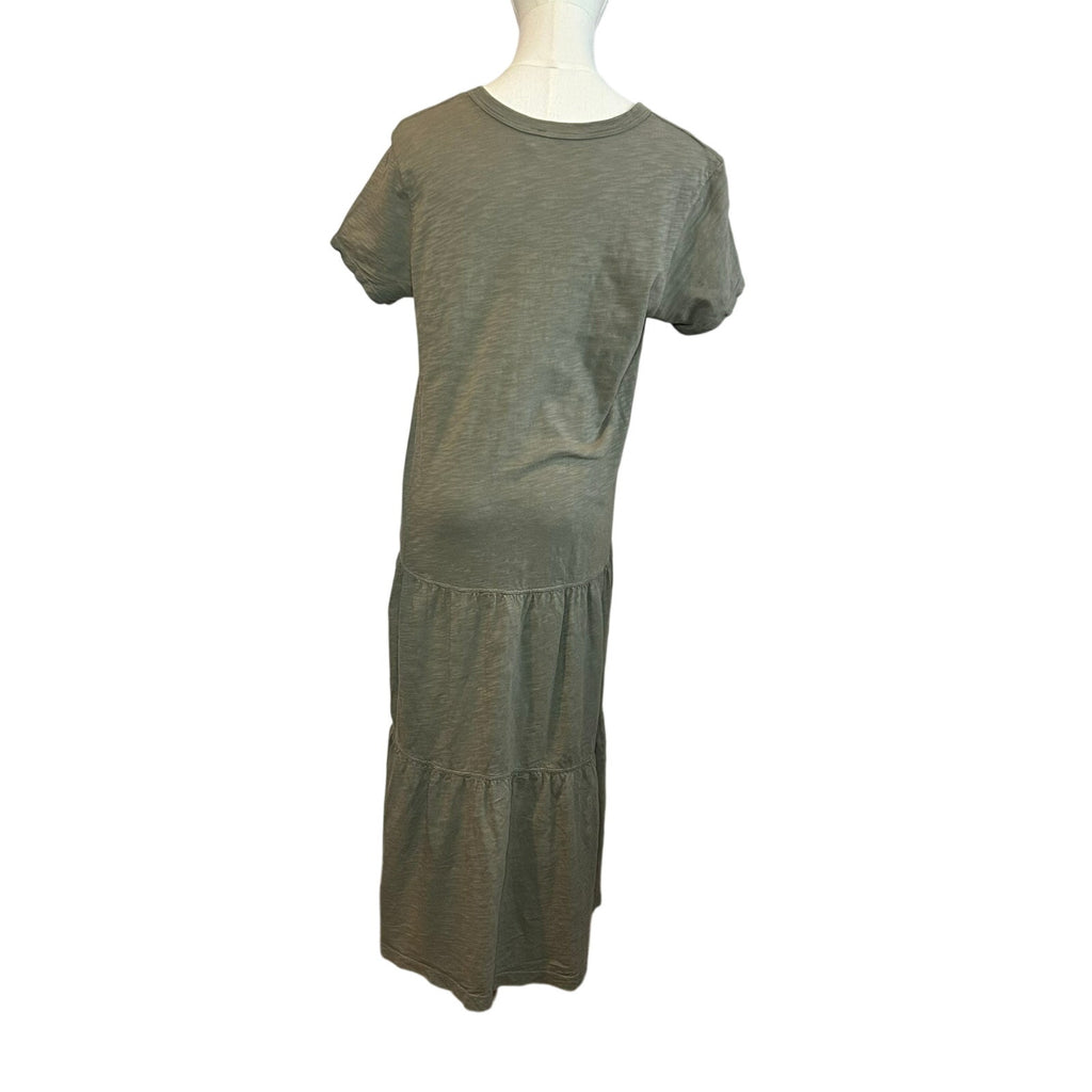 Wilt Slub Knit Tiered Midi Dress Sage Green S