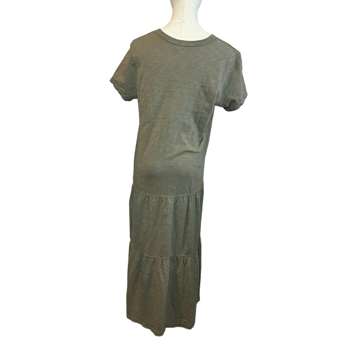 Wilt Slub Knit Tiered Midi Dress Sage Green S