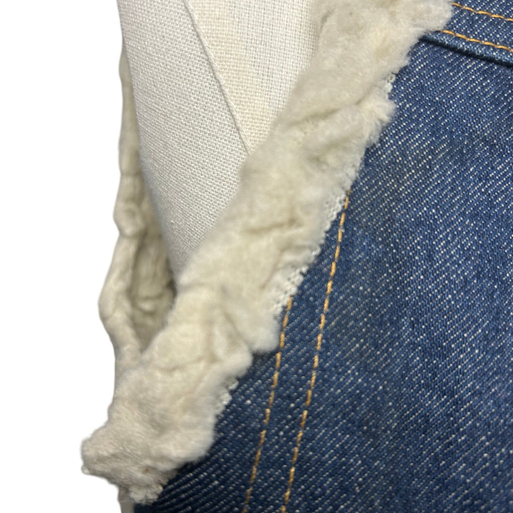 VTG 70s Nelson Denim Sherpa Vest Western Ranchcore Medium Workwear Biker Retro