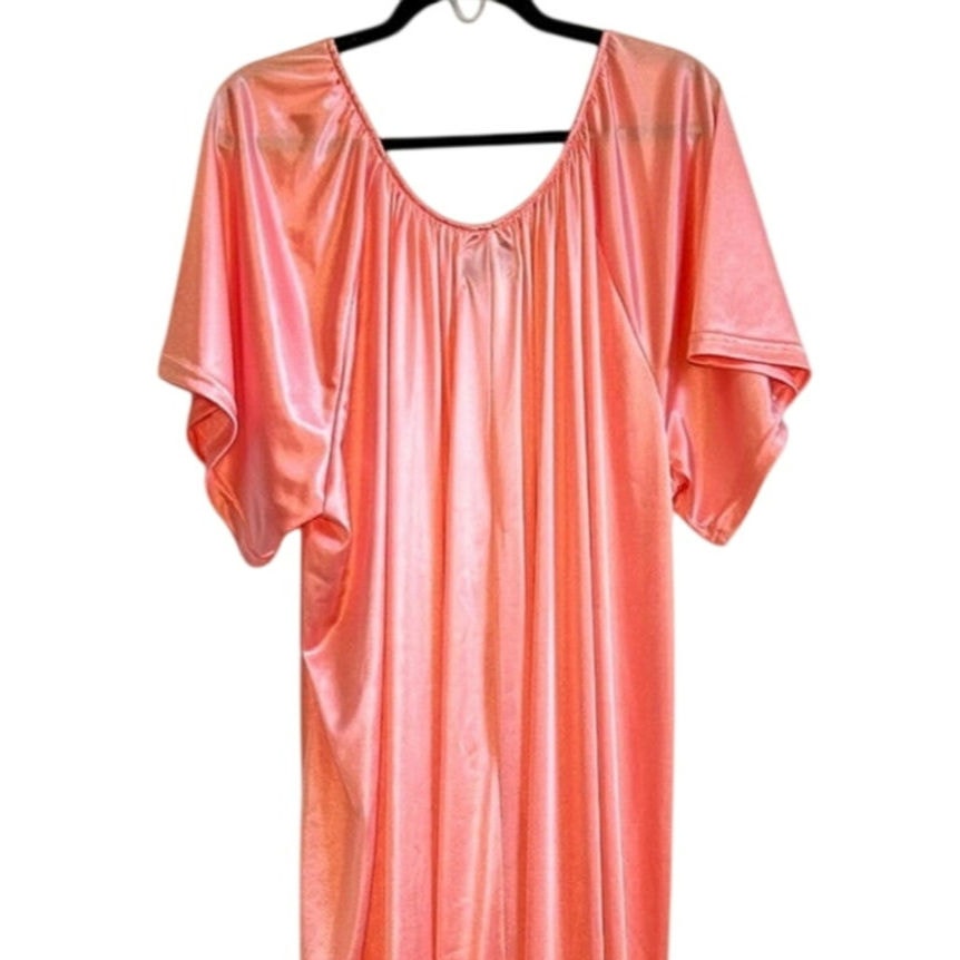 VTG 90s Cozee Corner Pink Peach Plus Size 5X Muumuu Maxi Dress Loungewear Retro
