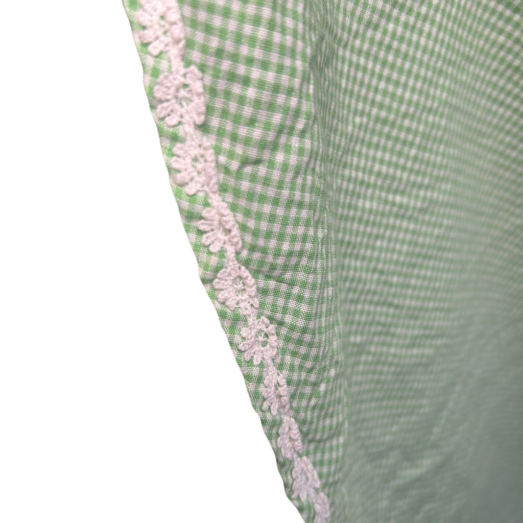 VTG 50s Green Gingham Midi Skirt Daisy Trim Rockabilly Medium Retro Western Boho