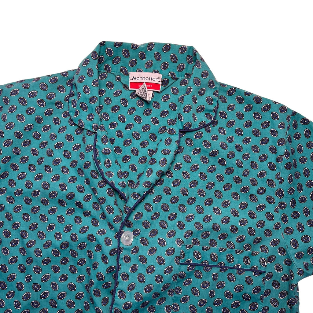 VTG 80s S Green Pajama Set Long Sleeve Loungewear Casual Retro Indie Whimsigoth