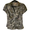 VTG FANG Cheetah Animal Print Satin Blouse Puff Sleeve Mob Wife Office Siren M