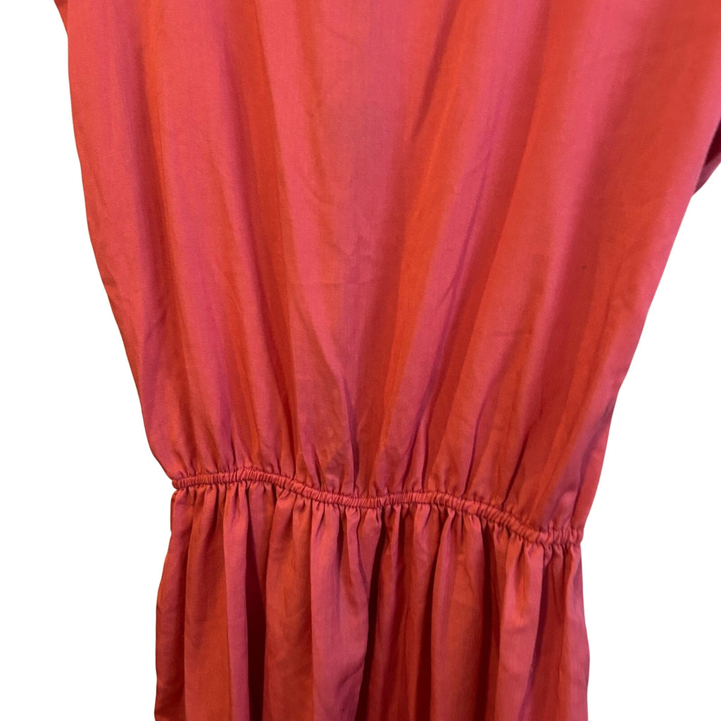 VTG Hans Jutte Hawaii Romper Rust Orange Hibiscus Print Button Shoulder 70s 80s