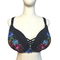 Torrid Curve Black Floral Mesh 360 Back Smoothing Push-Up Plunge Bra 44D Goth