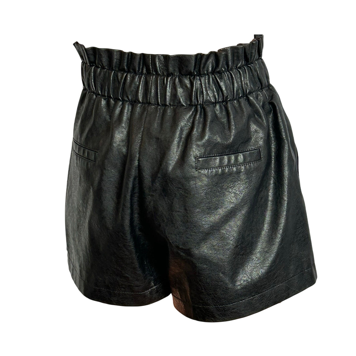 Black Vegan Leather Lined Pocketed Shorts XS Biker Goth Grunge Chic Streetwear