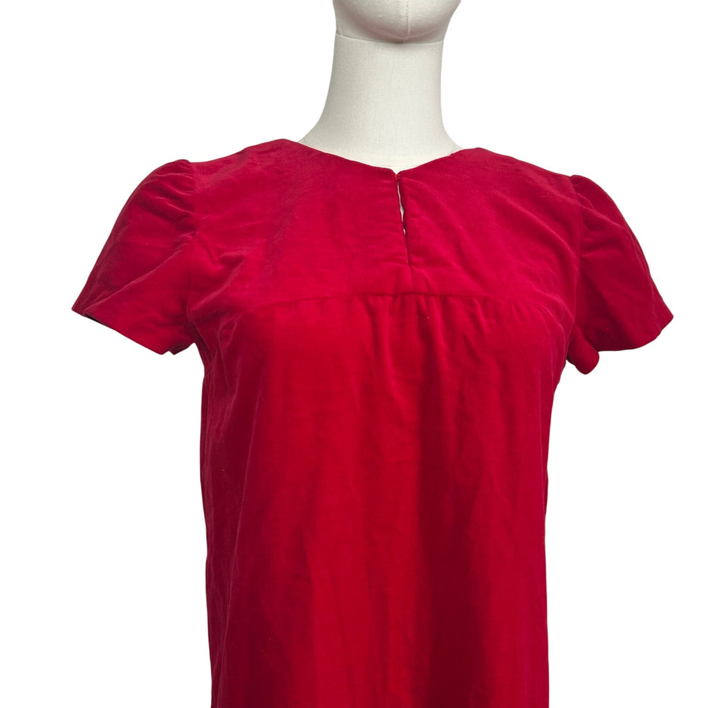 VTG 60s Red Velvet Mini Dress S Keyhole Bespoke Babydoll Glam Twee Retro Mad Men