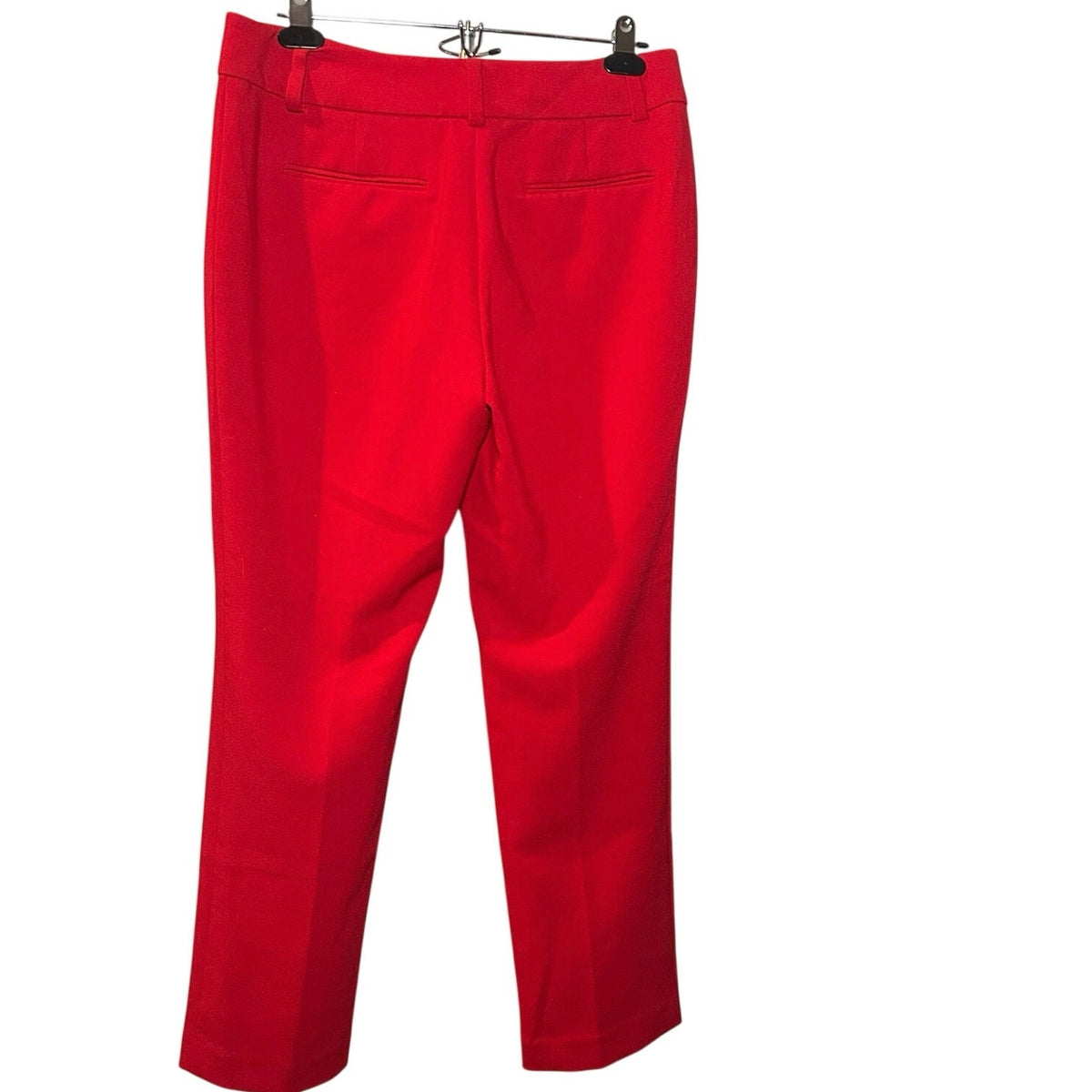 Ann Taylor Bright Red Straight Leg Pants 6 Stretch Luxe Career Bold Minimalist