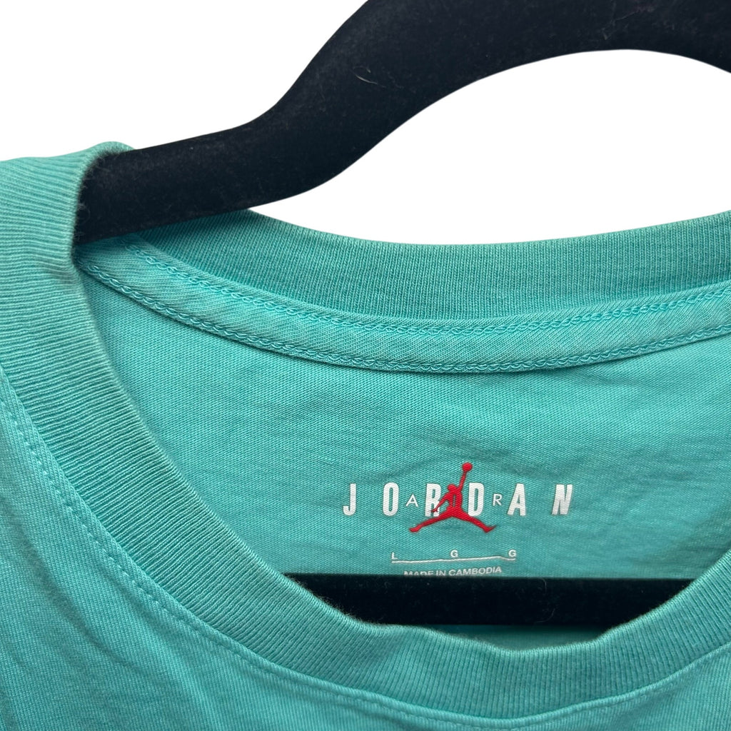 Michael Jordan Teal Embroidered Logo T-Shirt Mens L Retro Athletic Sportswear