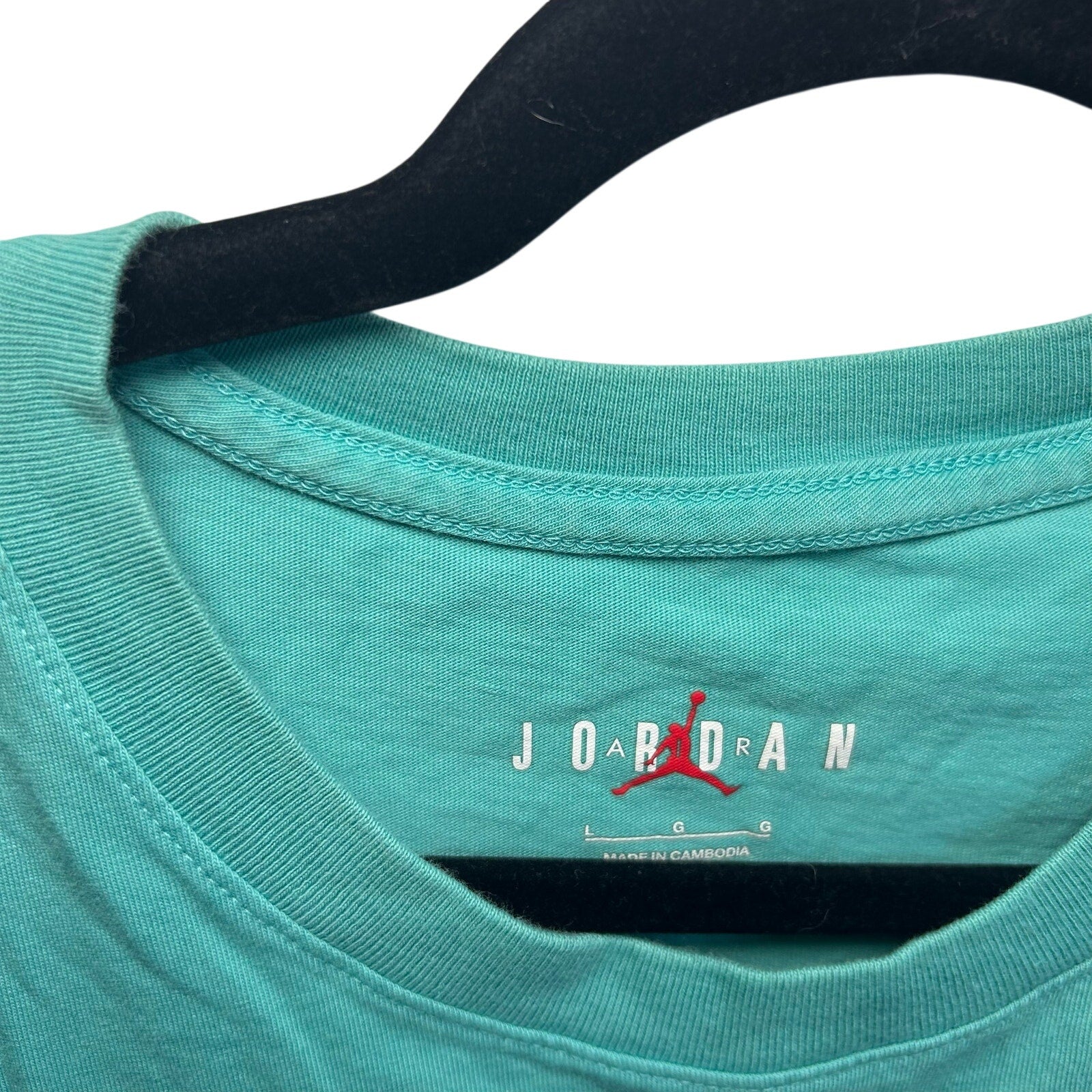 Michael Jordan Teal Embroidered Logo T-Shirt Mens L Retro Athletic Sportswear