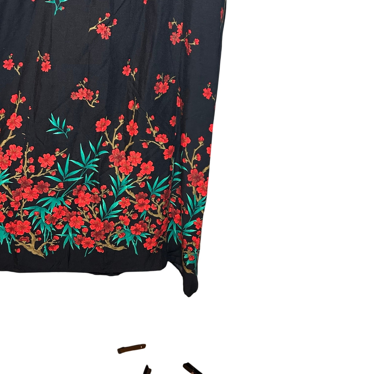 R&K Originals Rayon Black Red Floral Petite M Dress Grunge Retro Whimsigoth Boho