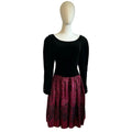 VTG 90s Laura Ashley Black Red Velvet 12 Midi Dress Long Sleeve Whimsigoth