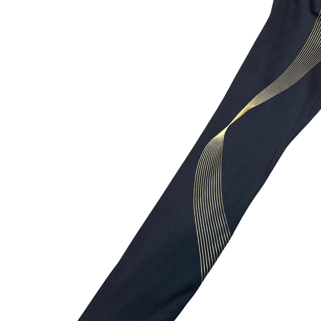 Victoria's Secret Sport Leggings XS Black Gold Metallic Geometric Stripe High Rise