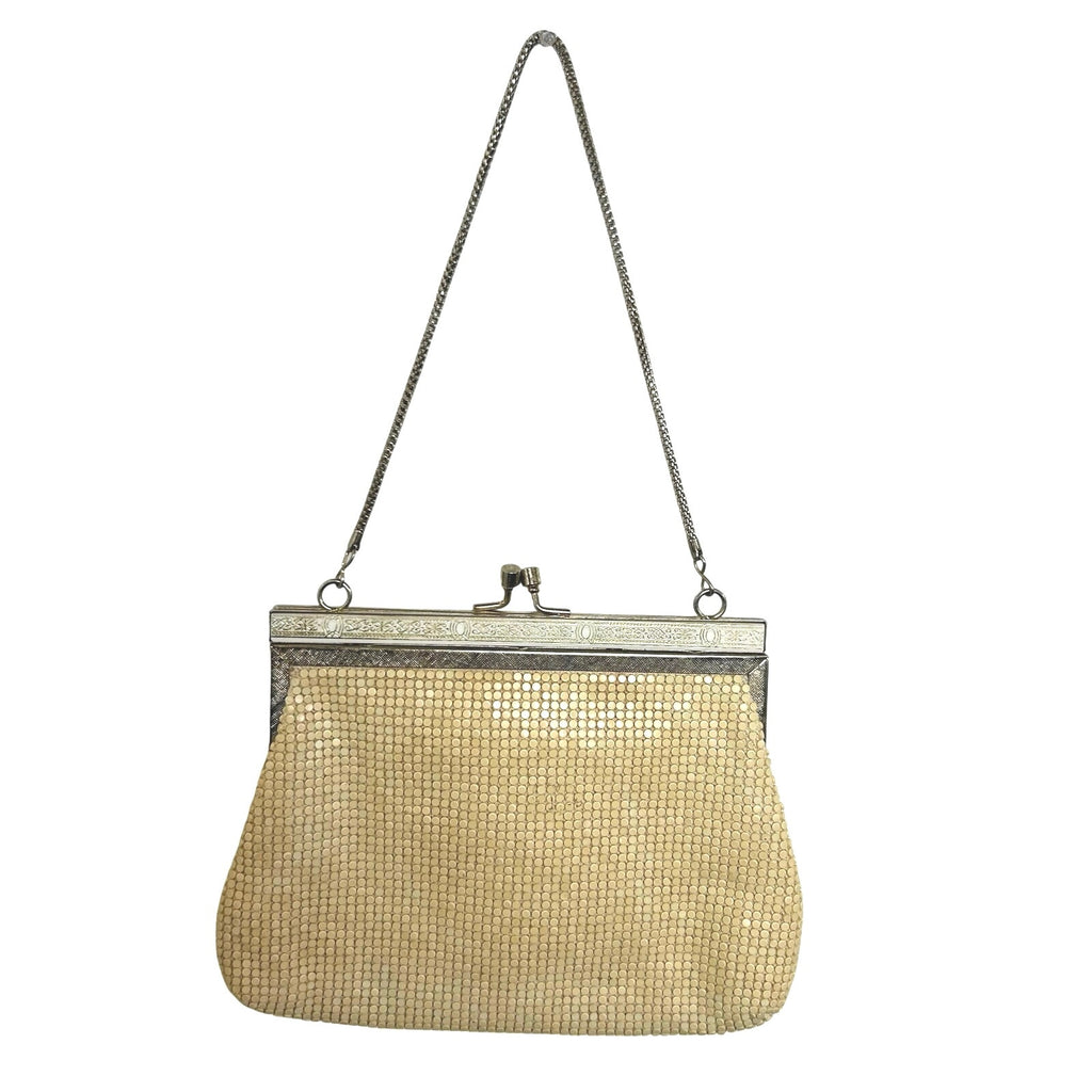 VTG 60s Off White Beaded Evening Bag Ornate Clasp Hong Kong Coquette Glam Retro