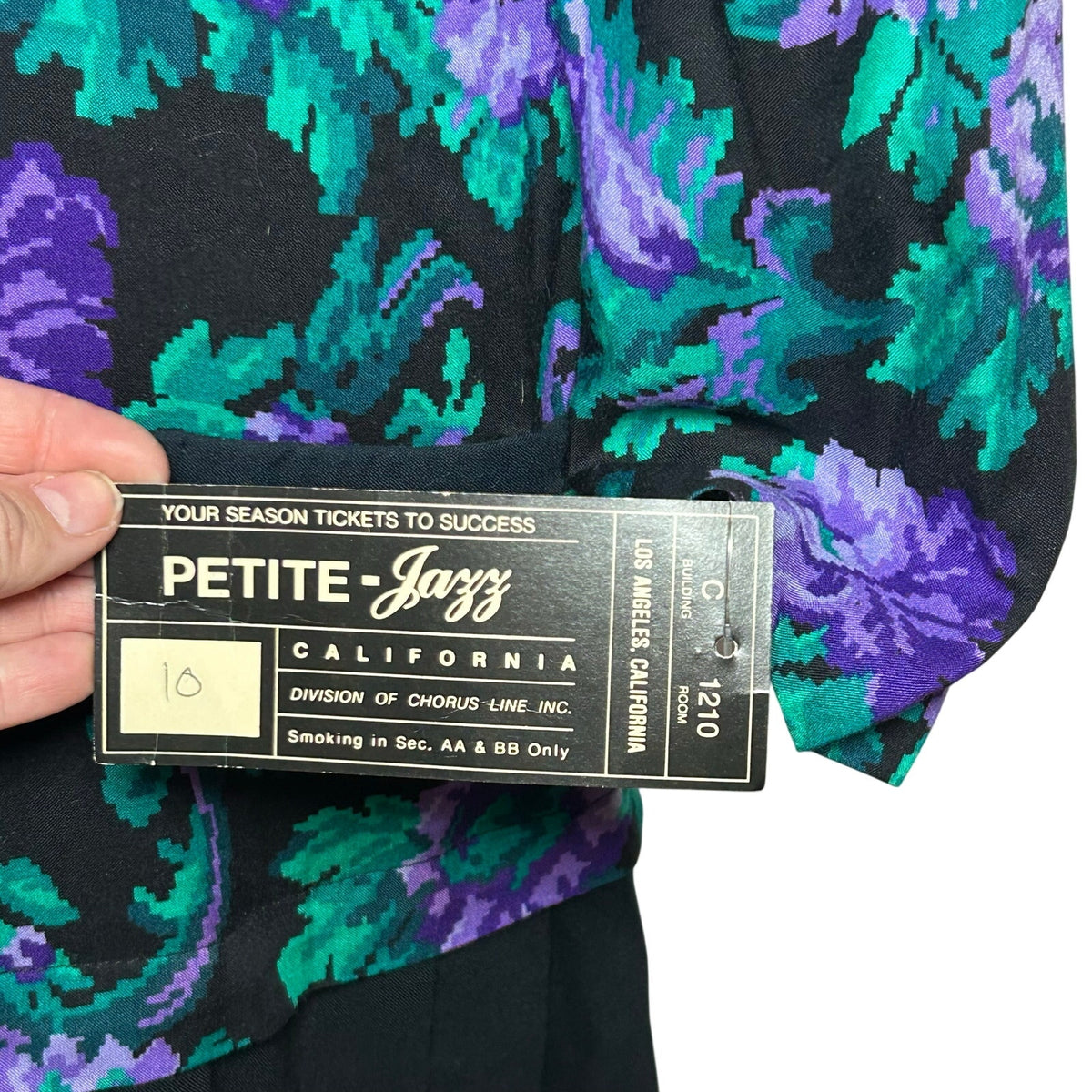 NWT VTG 90s Petite Jazz Rayon Dress Digital Pixel Floral Made in USA Size 10 Deadstock