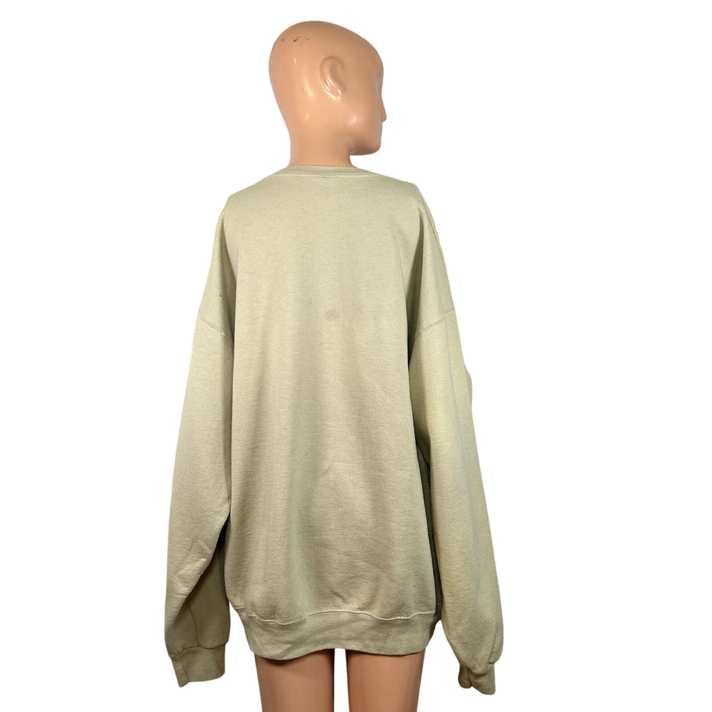 VTG 90s Jerzees XL Tan Christmas Poinsettia Fleece Sweatshirt Grandma Holiday