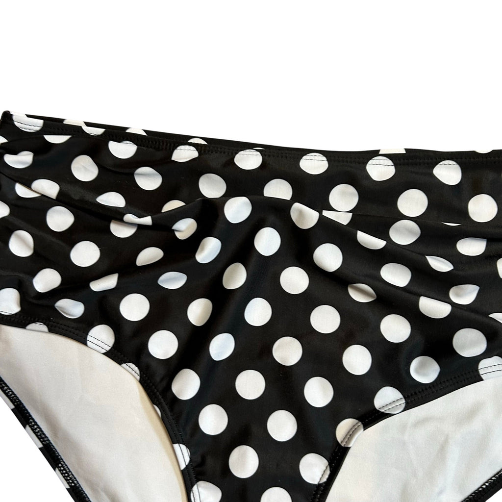 Black White Polka Dot High Waist Bikini Bottom Retro Swim XL Coquette Twee Glam