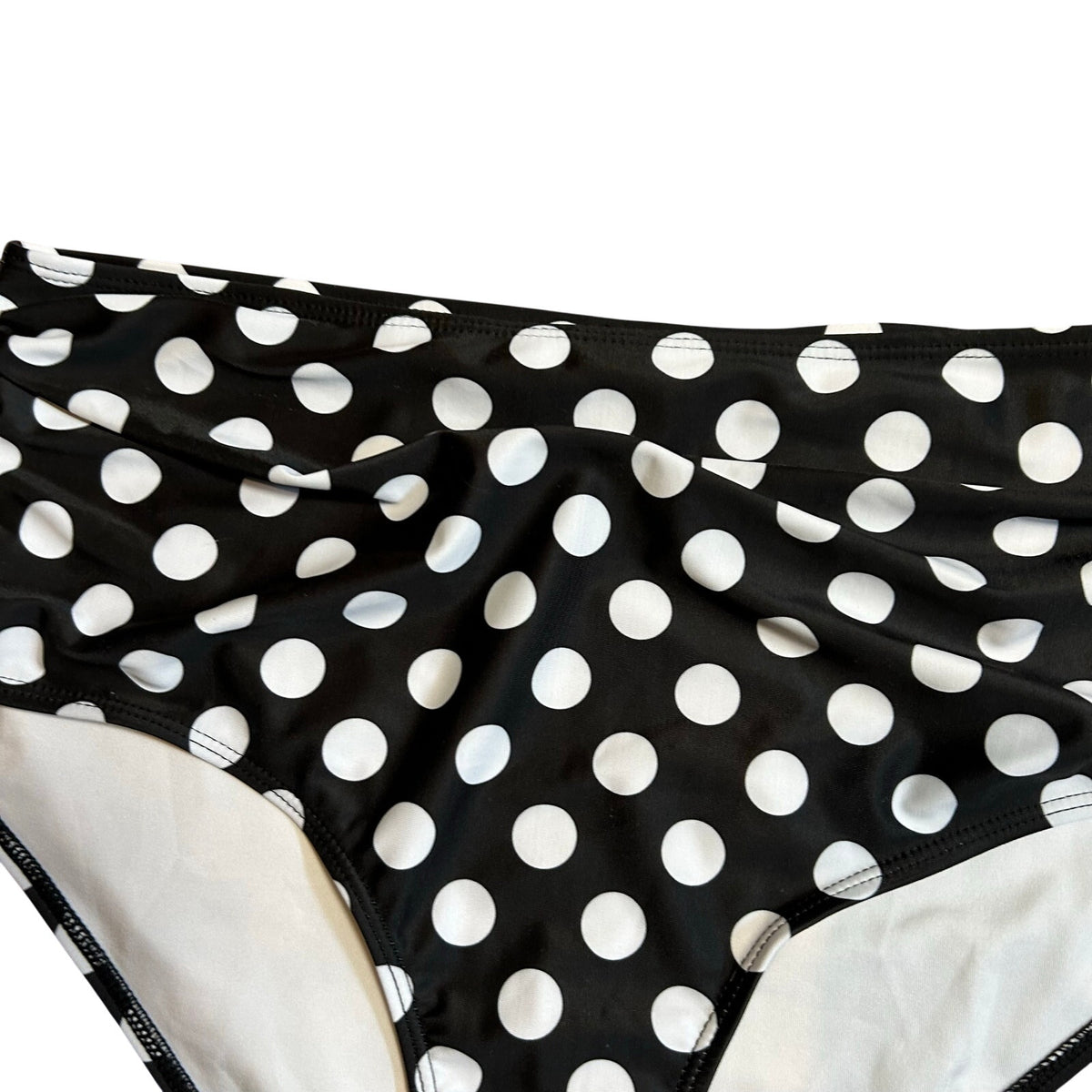 Black White Polka Dot High Waist Bikini Bottom Retro Swim XL Coquette Twee Glam